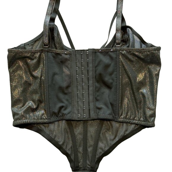 Savage X Fenty Going Platinum Mesh Bustier Deep Forest Green Size L 12–14 - Picture 4 of 9